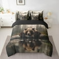 thumbnail image 2 of Feelyou 3D Brown Bear Bedding Comforter Set 7pcs, Jungle Wildlife Print King Bedding Sets, Countryside Style Reversible Bed Sheets, Breathable Home Decor, 2 of 7