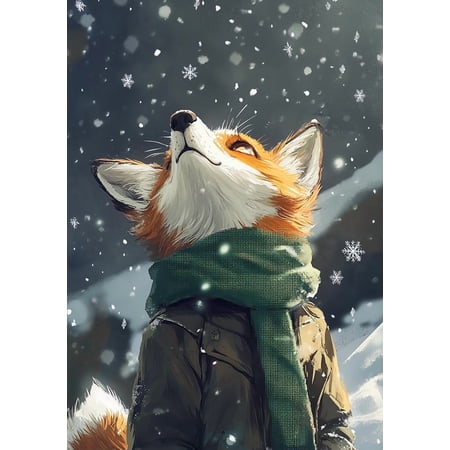 DIY Cross Stitch Kit for Beginners Fox Wearing Green 11CT Embroidery Kit with Pattern Stamped Needlepoint Craft Kit 30x40cm-7