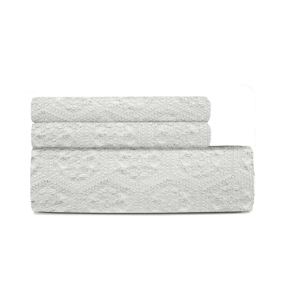 Johnson Home Cotton Quilts Set Persian Hexagon Ivory