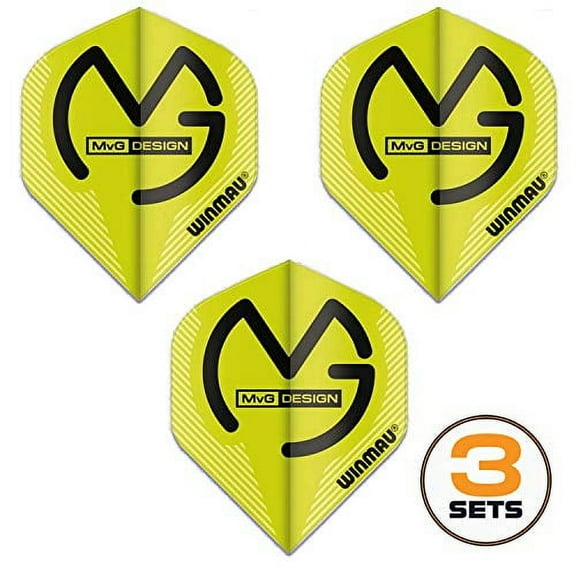xWinmau Mega Standard Michael Van Gerwen Dart Flights, MvG Green, 75 Micron (3 Sets)