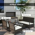 thumbnail image 4 of 4pcs Patio Furniture Set, Outdoor Rattan Conversation Sofa Set with Table, Porch Deck Bistro Table Set with Cushions, All-Weather PE Wicker Furniture, 4 of 10