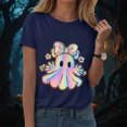 thumbnail image 2 of TOWED22 Halloween Shirts for Women Bow Ghost Shirt Cute Spooky Tshirt Fall Flower Graphic Tees Short Sleeve Casual Tops(Navy,S), 2 of 8