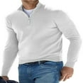 thumbnail image 1 of Men‘s Stand Collar Zipped Knit Sweater in Solid Color, 1 of 3