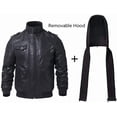thumbnail image 6 of Mens Real Leather Jacket with Removable Hood (X-Large, Black), 6 of 6