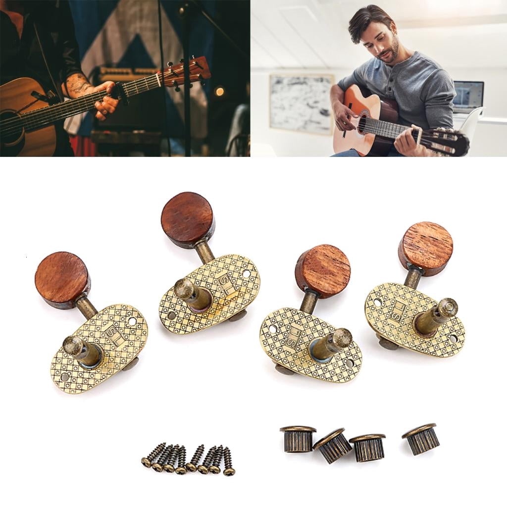 CEORPER 2L2R Guitar Tuning Keys Tuners Machine Head 6 String Bronze Plated Single Hole Tuning Pegs for Classical Acoustic Guitar