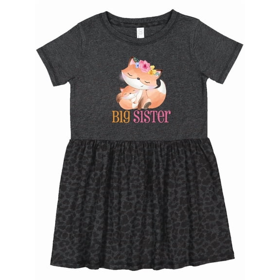 Inktastic Floral Fox Big Sister Girls Toddler Dress