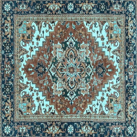 Ahgly Company Indoor Square Persian Light Blue Traditional Area Rugs, 3' Square
