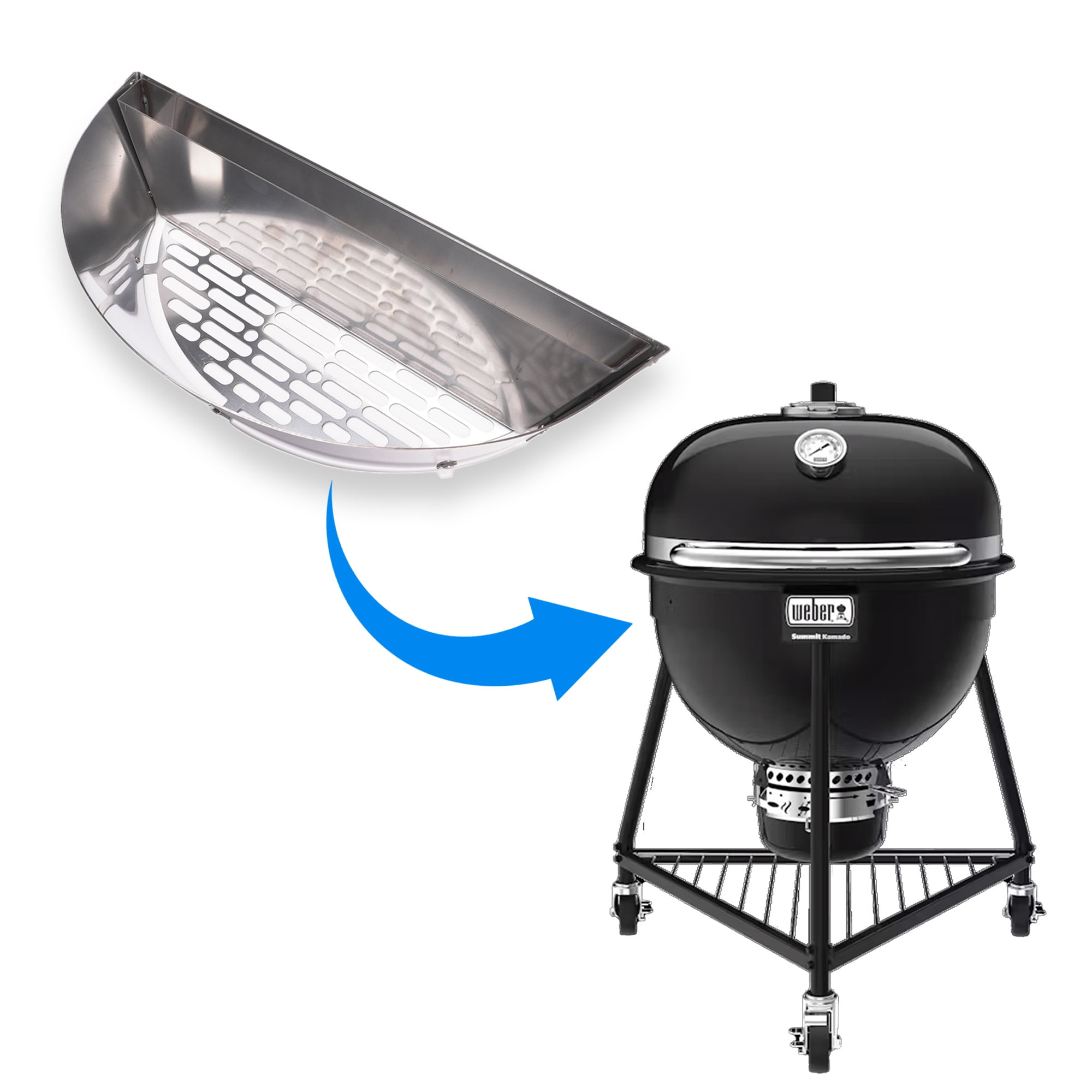SnS Grills Slow 'N Sear® Low Profile — Stainless Charcoal Basket Insert Engineered for Weber Summit Charcoal Grill, Two-Zone Smoking & Searing