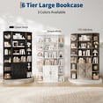 thumbnail image 4 of QinaQin 75 Inch Tall White Bookcase, 6 Tier Corner Bookshelf with Doors and Storage Cabinet, 4 of 7