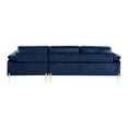 thumbnail image 7 of HomeStock Luxe Modern Velvet L-Shape Sectional Sofa with Square Padded Armrests, Solid Pattern Upholstery - 51.6"D x 101.2"W x 33.1"H, Comfortable and Stylish Seating for Living Room-Color:Blue/Gold, 7 of 7