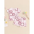 thumbnail image 4 of Suealasg Toddler Girls Clothes 6M 1T 2T 3T Baby Girls 2Pcs Summer Casual Outfits Floral Print Short Sleeve T-Shirts Tops Elastic Waist Shorts Set, 4 of 7