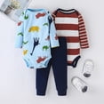 thumbnail image 4 of WIBACKER Infant Baby Boys' 3-Piece Outfits Dinosaur Long Sleeve Bodysuits and Pants Set, 4 of 12