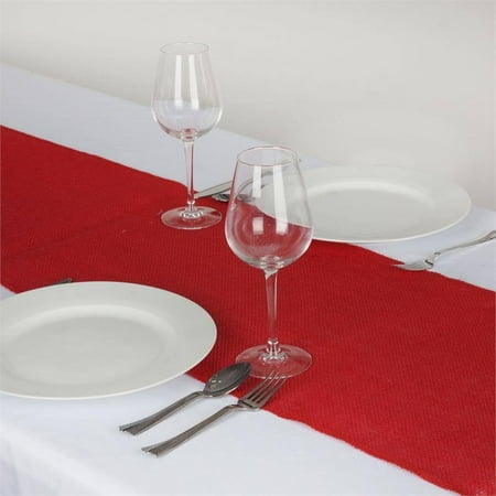

Efavormart CHAMBURY CASA Fine Rustic Burlap Table Top Runner For Wedding Decor Fit Rectangle and Round Table Red Tone