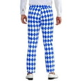 thumbnail image 3 of INSPIRE CHIC Argyle Printed Pants for Men's Regular Fit Flat Front Dress Trousers 32 Blue White, 3 of 5