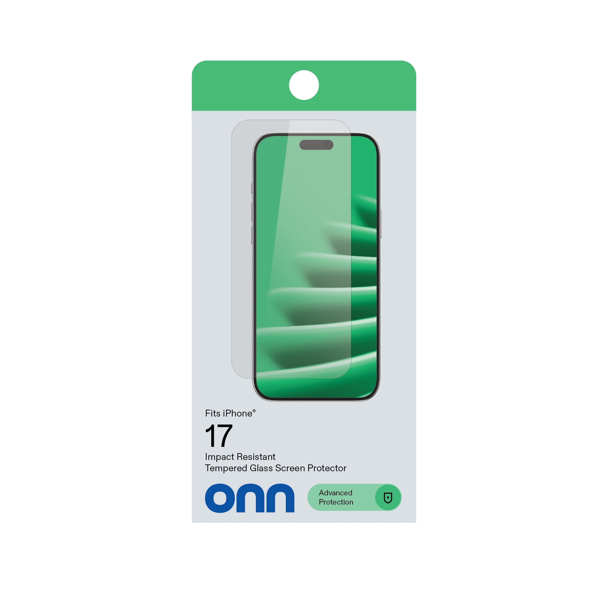 onn Impact Resistant Glass Screen Protector with Easy Application Tray for iPhone 17