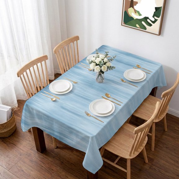 Light Blue Table Cloth Waterproof Tablecloths, Modern Abstract Art Ombre Striped Tablecloth Dining Table Cover for Kitchen Party Tabletop Outdoor, Rectangle Tablecloth 60x102 Inch