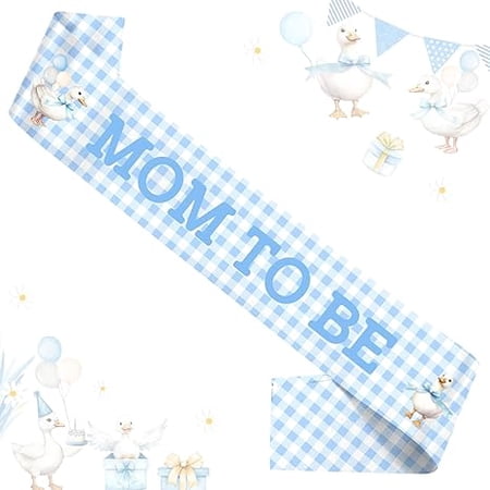 Silly Goose Baby Shower Decorations Goose Theme Blue Mom to Be Sash Silly Geese Gingham Baby Shower Sash Farm Animal Newborn Supplies for Funny Geese Duck Gender Reveals Newborn Party