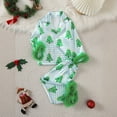 thumbnail image 2 of VNKIDY Girls Outfits Kids Christmas Tree Prints Satin Homewear Sets Long Sleeve Lapel Button Front Top Elastic Waisted Pants Nightwear For Home Activities Cute Set, 2 of 9