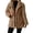 S2544-Brown, variant on Fleece Jackets for Women Button Front Sherpa Jacket Cozy Winter Coats Warm Outerwear with Pockets M