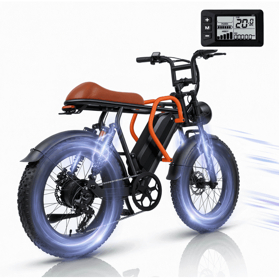 20’’ x 4” Electric Mountain Bike for Adults, 750W Peak Motor, 48V 15Ah Removable Battery, 20 MPH, 60 Miles Range, 7-Speed Suitable for Mountain, Commuting, UL 2849