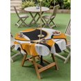 thumbnail image 4 of Outdoor Tablecloth with Umbrella Hole for Patio/Picnic/Party/Camping, Orange Geometric Waterproof Table Cloth Round Cover Washable, Modern Abstract Lines Textured (Dia 60"), 4 of 8