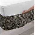 thumbnail image 2 of Abstract Bed Skirt, Streaks Overlapping with Square Formations, Elastic Bedskirt Dust Ruffle Wrap Around for Bedding Decor, 4 Sizes, Mustard Grey, by Ambesonne, 2 of 2
