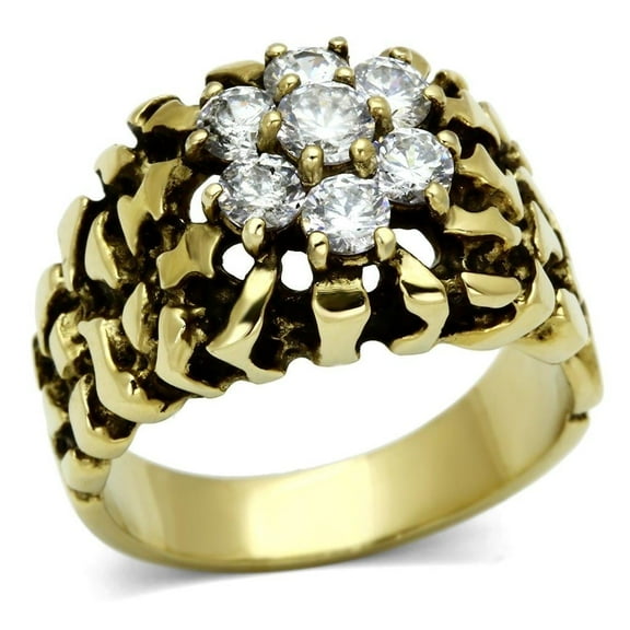 Mens Gold Nugget Rings Stainless Steel Nugget Anillo de Compromiso Oro Para Hombre Acero Inoxidable