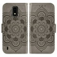 thumbnail image 5 of Compatible with Tracfone BLU View 4 B135DL Wallet Phone Case and Tempered Glass Screen Protector Flip Credit Card Holder Stand Mandala Flower Cell Cover for BLUE View 2 2023 View4 135DL Women Gray, 5 of 8
