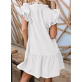 thumbnail image 2 of FARYSAYS Summer Dresses for Women 2023 V-Neck Drawstring Ruffle Cap Sleeve Side Pockets Mini Dress T-Shirt Dress Babydoll Summer Dress for Wedding Guest Ladies, 2 of 6