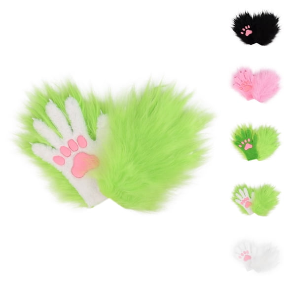 HJYCHN Halloween Gloves Cat Shaped with Pad Accent Full Finger Style for Women and Men Cosplay Accessory Warm Gloves Light Green One Size