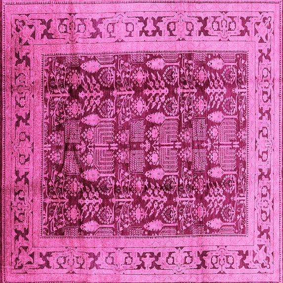 Ahgly Company Indoor Square Oriental Pink Traditional Area Rugs, 4' Square