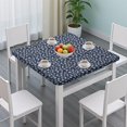 thumbnail image 3 of Dark Blue Christmas Snowflake Pattern Square Fitted Tablecloth with Elastic Edge,Square Table Cover,Washable Elastic Table Cover for Home Kitchen Party Decor 34"x34", 3 of 6