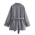 thumbnail image 3 of Cozyvia Women's Fall Solid Color Long Sleeve Basic Belted Coat Jacket - Gray M, 3 of 3