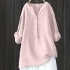 thumbnail image 1 of RKSTN Tank Tops for Women Cotton Linen Blend Long Sleeve Fashionable Button Up Solid Color V Neck Casual Relaxed Fit Vest Mid Length Spring Fall Versatile Style, 1 of 6