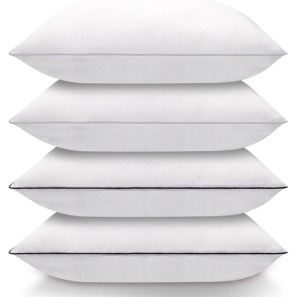 Juego de 4 almohadas para dormir tamaño Queen, almohadas refrescantes de calidad de hotel de lujo, relleno alternativo de plumón súper suave para quienes duermen de lado, boca arriba y boca abajo
