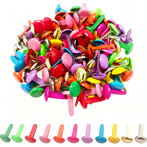ZHZFKQ 100Pcs Multicolor Split Pins Pastel Metal Brad Fasteners Brads Round Brads for Diy Crafts Projects Scrapbooking Office Brads for Paper Crafts (8Mmx14Mm)