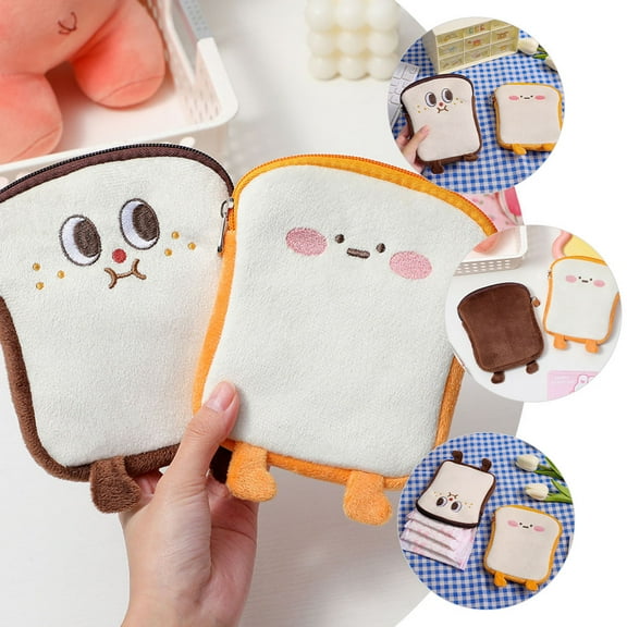 LEORX Reusable Period Pouch Brown Plush Cute Period Bag 1Pack