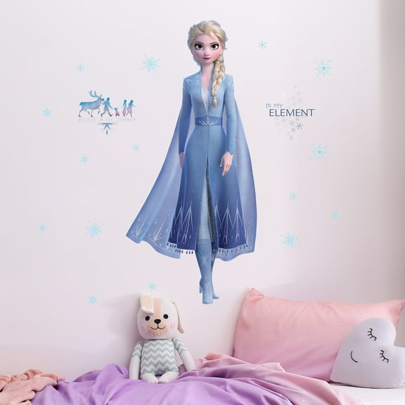 Disney Frozen Elsa Wall Decals - 33" Princess Elsa Wall Vinyl Stickers Bedroom Decor - Peel and Stick Room Decorations