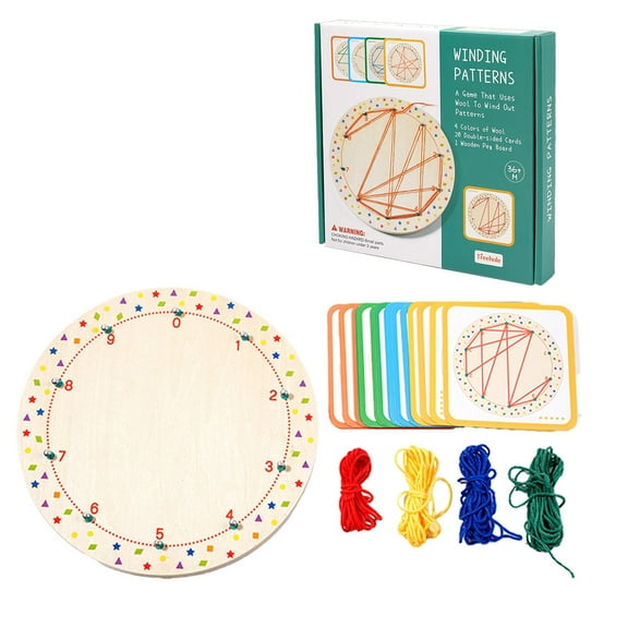 FastXmas Learnning Toy for Toddlers, Wooden Peg Board Winding Patterns Game Montessori Toys, Educational and Learning Montessori Activity for Baby and Kids, Fine Motor Skill Toys Age 3 