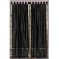 thumbnail image 3 of Tab Top Sheer Sari Curtains 43"W x 120"L matching tiebacks- Handcrafted Black Indian Drapes Unlined for light & airy ambience Perfect for Living/Bedroom/Dining Room Sold in Pairs, 3 of 6