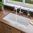 thumbnail image 3 of ALFI brand Fireclay White 32" x 19" Single Bowl Undermount / Drop In Kitchen Sink w Grid, 3 of 9