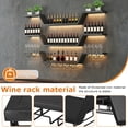 thumbnail image 3 of Yucurem 3-Tier Wall Mounted Wine Rack with LED Lights, 47.2" Metal Floating Bar Shelves with Upside-Down Glass Holder, Large Liquor Bottle Display Storage Shelf for Home Bar Dining Room Cafe Decor, 3 of 9