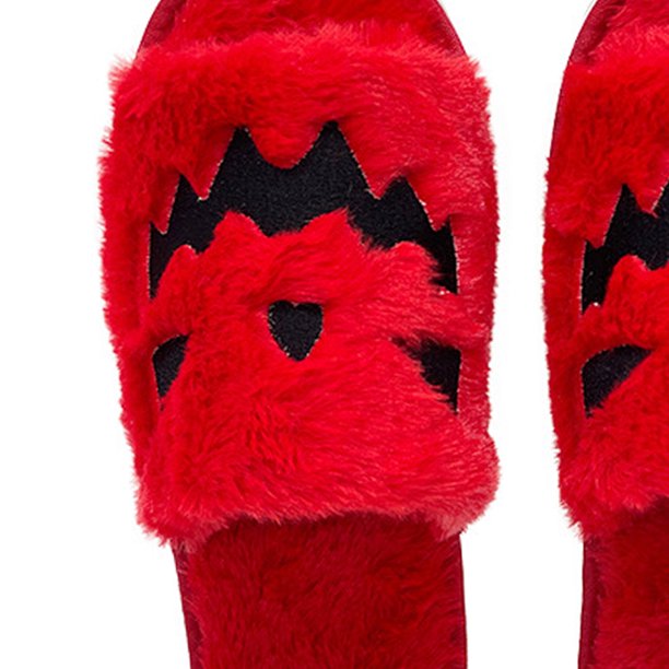 Zapatillas borrosas de Halloween, zapatillas acogedoras de felpa, diapositivas de piel con suela EVA para el hogar interior
