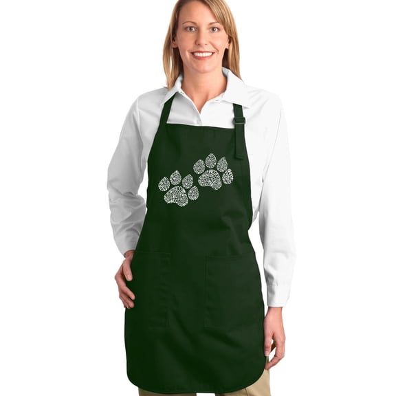 LA Pop Art Full Length Word Art Apron - Woof Paw Prints