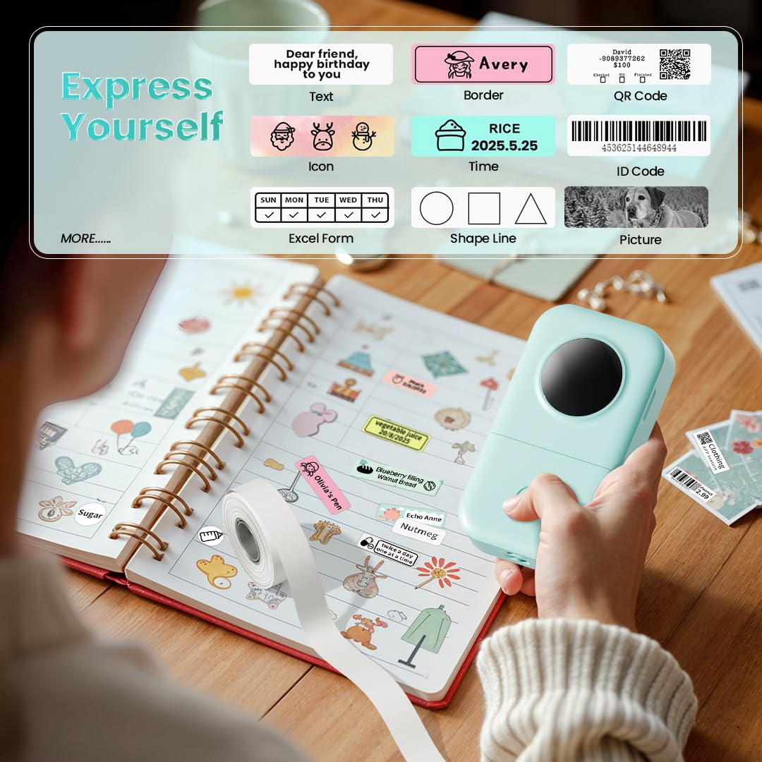 Label Maker  D30 Portable Machine With Tape Small Mini Printer Multiple Templates Fonts Icon Labeler For Home School Office