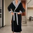 thumbnail image 3 of Skymirror Men Hooded Bathrobe with Adjustable Belt Super Soft Fluffy Highly Absorbent Solid Color Pocket Design Male Bathrobe, 3 of 8