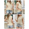 thumbnail image 3 of SHEWIN Womens Tops Summer Shirts Short Sleeve Textured Knit T Shirts Casual Crewneck Basic Tee Blouses Apricot, 3 of 10