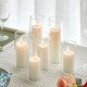 thumbnail image 1 of Juego de 6 velas pilar blancas con portavelas de vidrio transparente, 1 of 9
