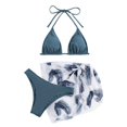 thumbnail image 4 of YDLCAFD Easter Women's 3 Piece Textured High Cut Triangle Bikini Swimsuit With Cover Up, 4 of 4