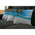 thumbnail image 5 of Ambesonne Tropical Throw Pillow Cover 4 Pack, Exotic Island Beach, 16", Blue White Green, 5 of 5